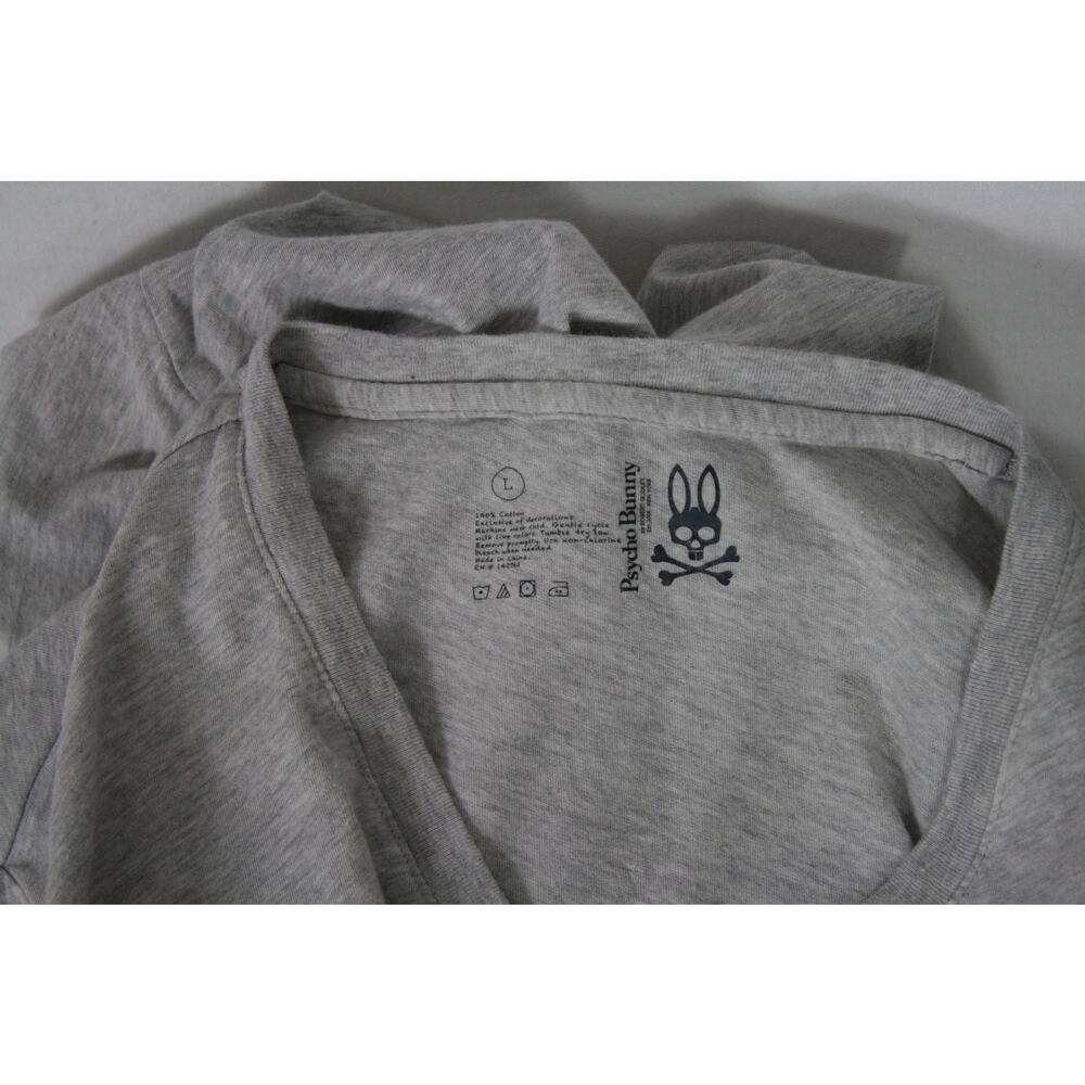 Psycho Bunny Tail Logo V Neck T Shirt Womens Large Gray S/S Tee - Picture 6 of 6